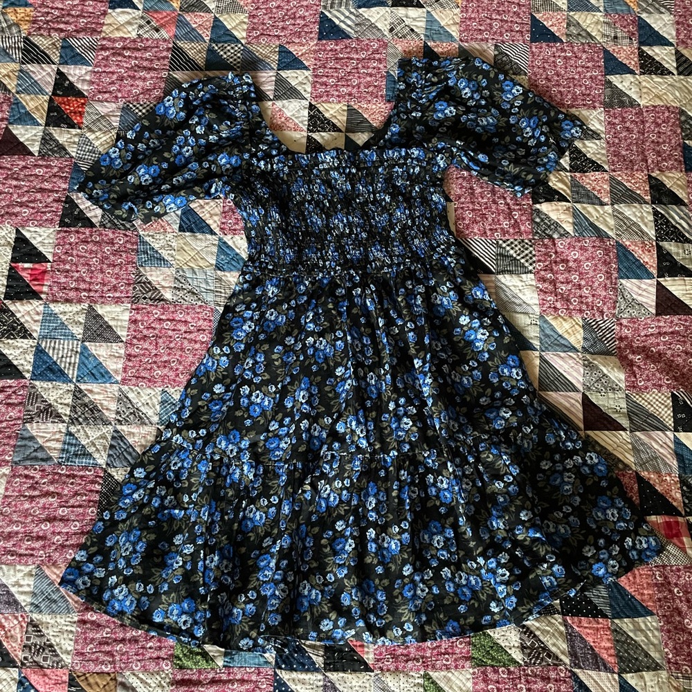 Gap floral puff sleeve smocked mini dress - Picture 2 of 6